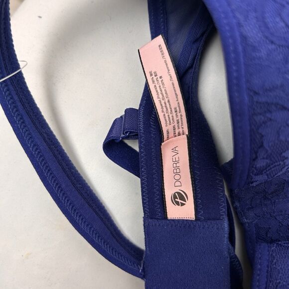 DOBREVA Women's Balconette Bra Starshine Blue Lace Underwire 34D Lightly Padded - Picture 5 of 7